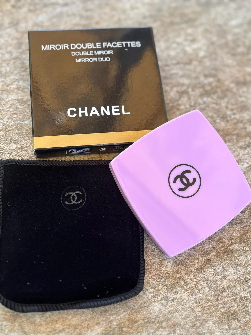 CHANEL Lavender Compact with Black Logo